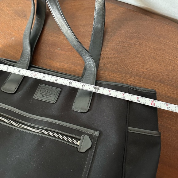 Coach Large Black Tote Diaper Bag Leather Canvas Travel Carryon